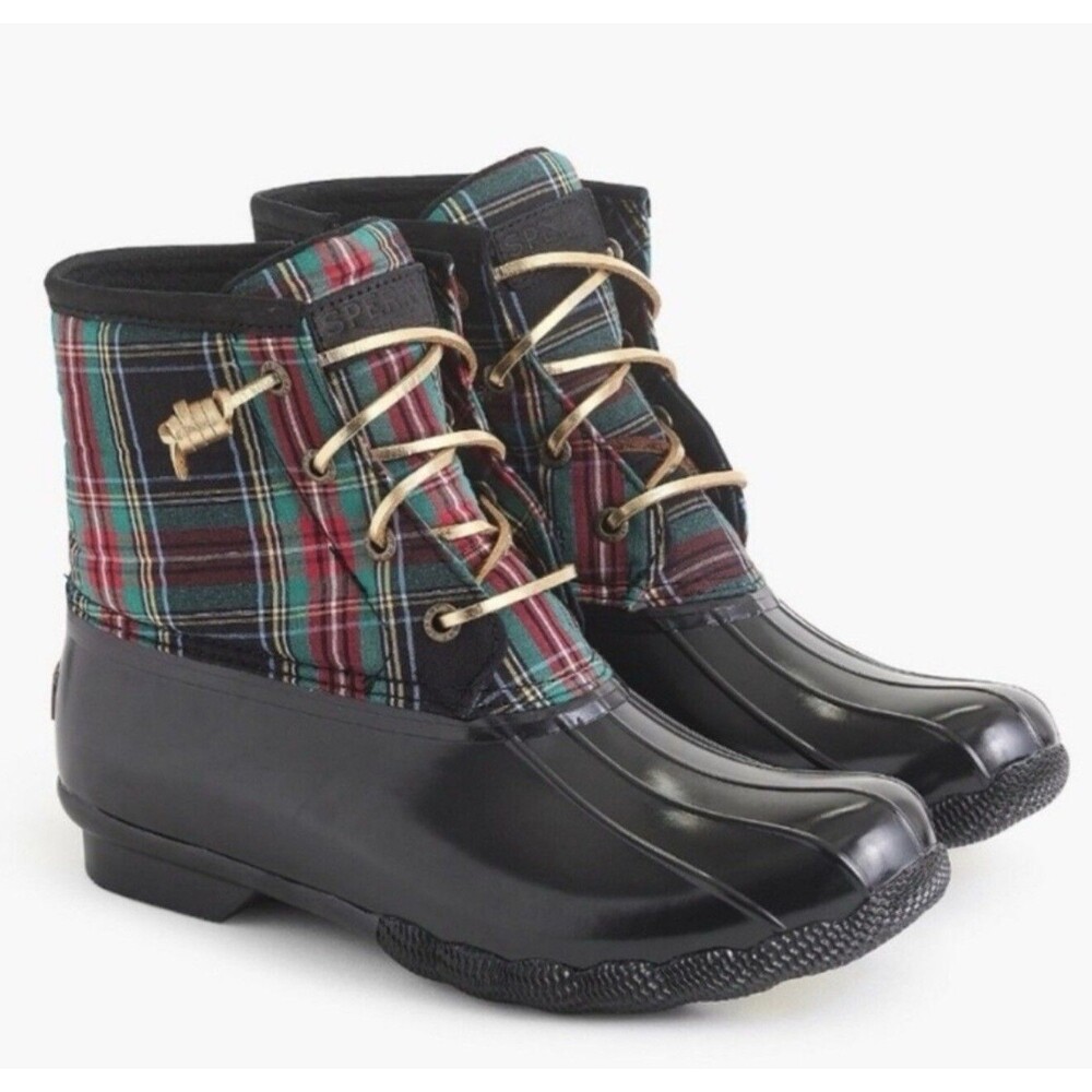 Sperry x J Crew Limited Edition Tartan Plaid Womens Duck Boots Size 9